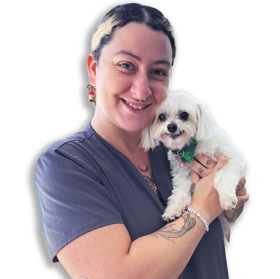 Jessica Tapp with a happy dog